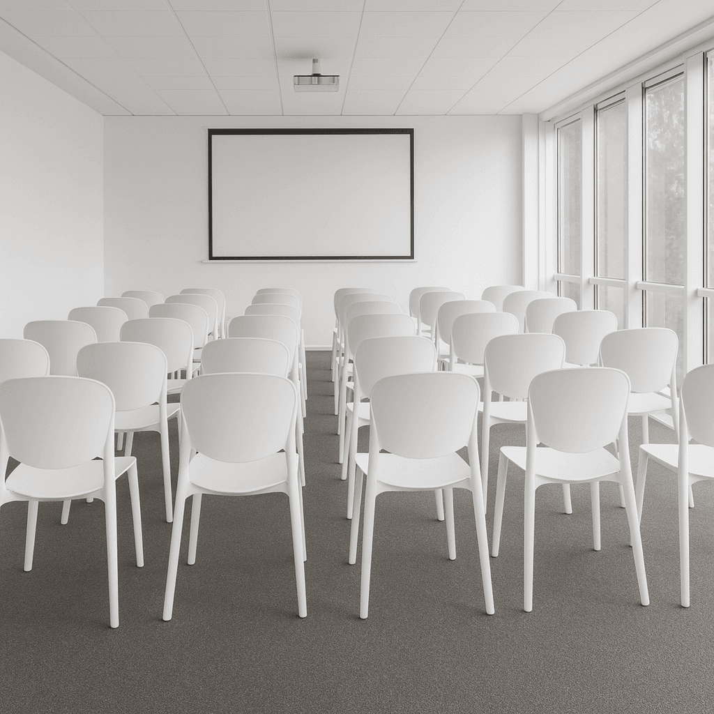 Nordic krzesło konferencyjne, plastikowe, białe, sztaplowane – do gastronomii, domu, biura i na eventy