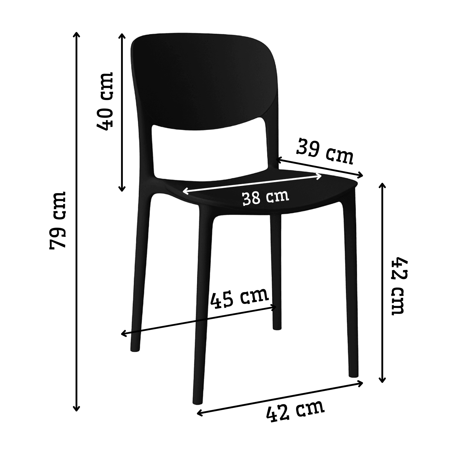 Nordic krzesło konferencyjne, plastikowe, czarne, sztaplowane – do gastronomii, domu, biura i na eventy