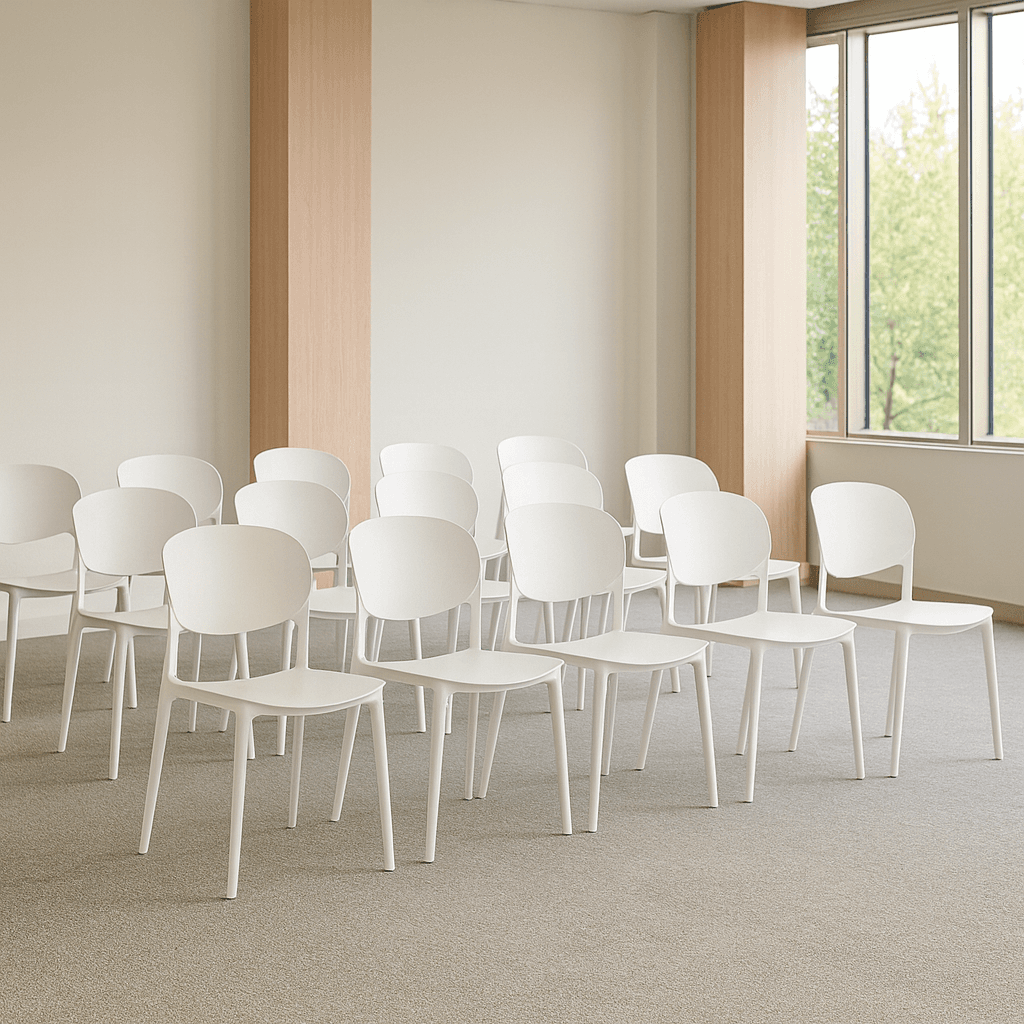 Nordic krzesło konferencyjne, plastikowe, białe, sztaplowane – do gastronomii, domu, biura i na eventy