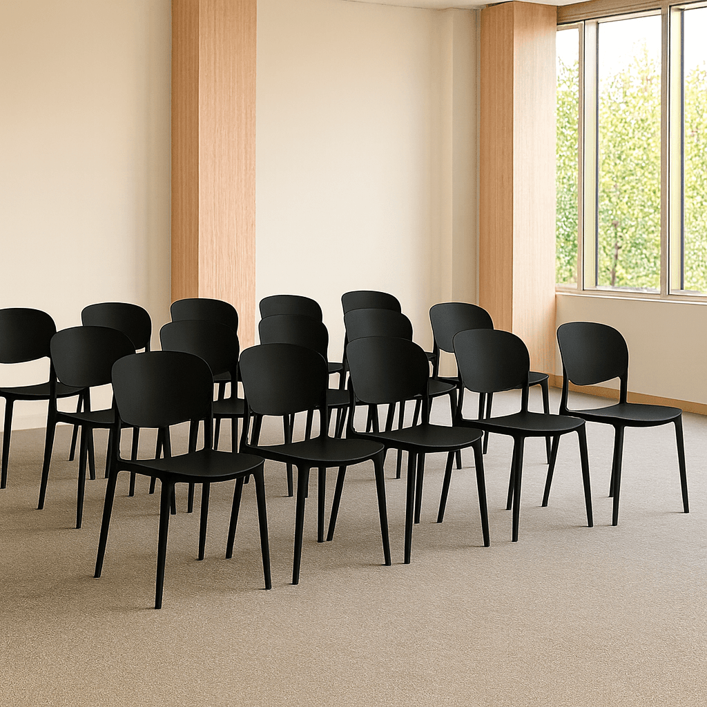 Nordic krzesło konferencyjne, plastikowe, czarne, sztaplowane – do gastronomii, domu, biura i na eventy