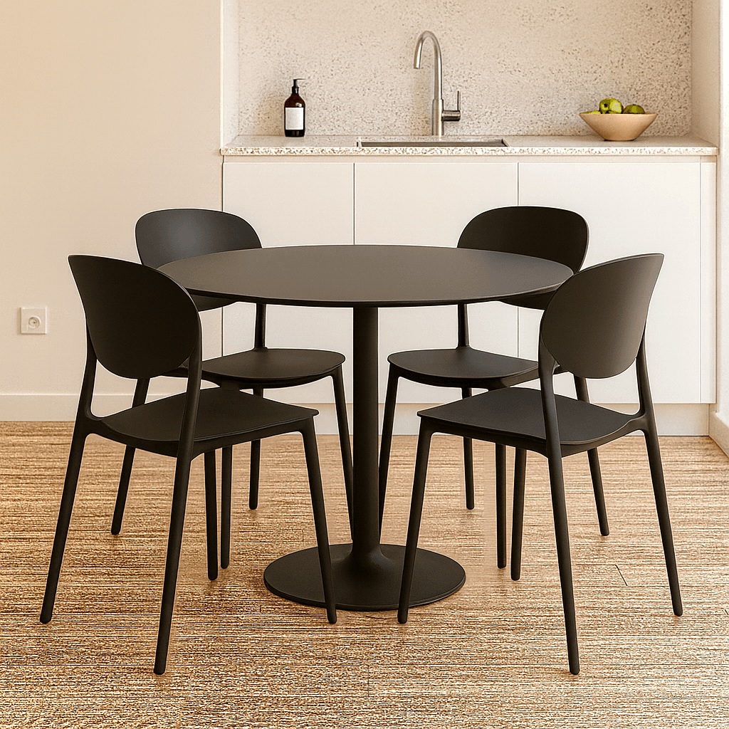 Nordic krzesło konferencyjne, plastikowe, czarne, sztaplowane – do gastronomii, domu, biura i na eventy